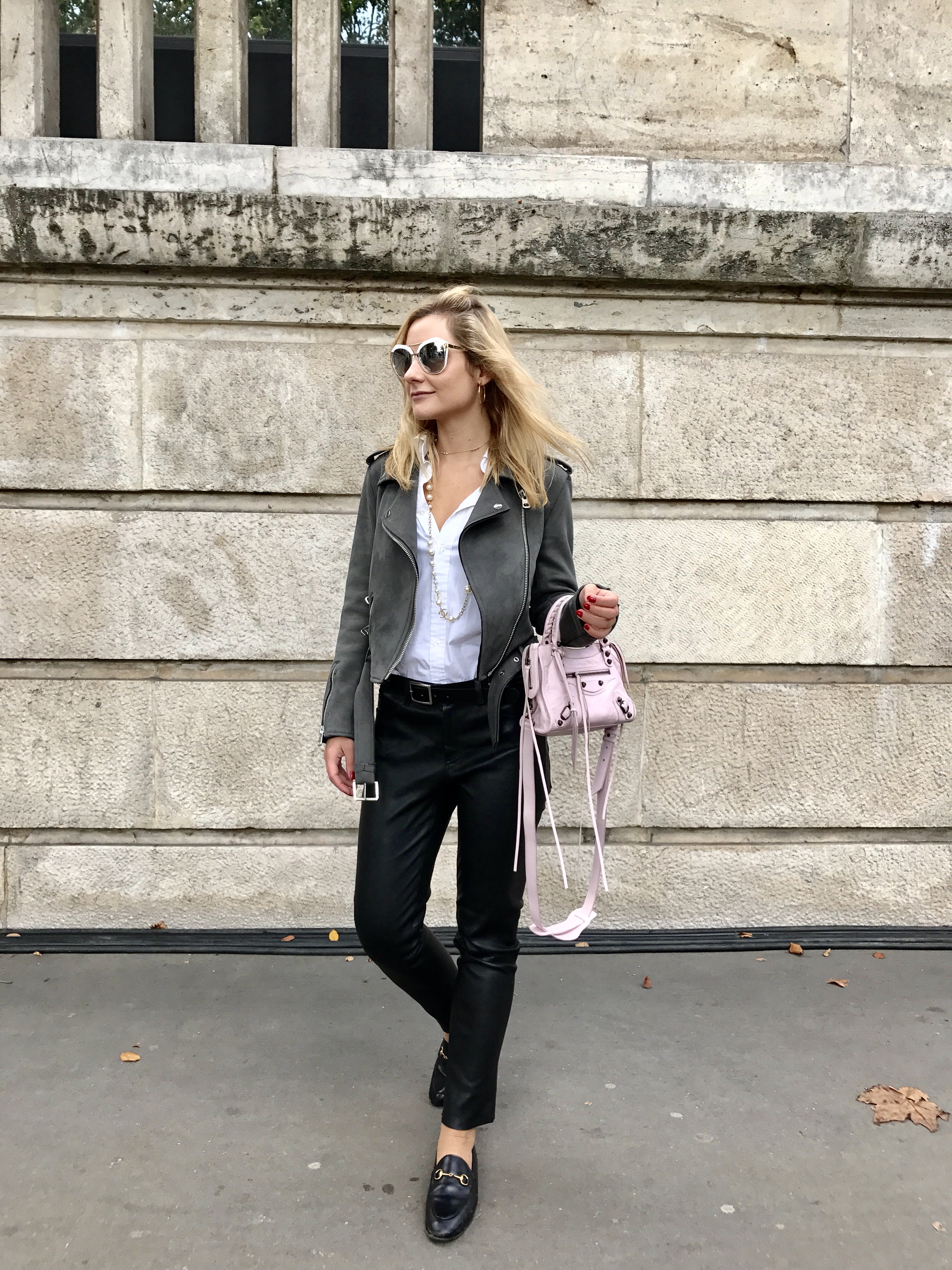 pantalon en cuir, look, camille et les garçons, blog mode