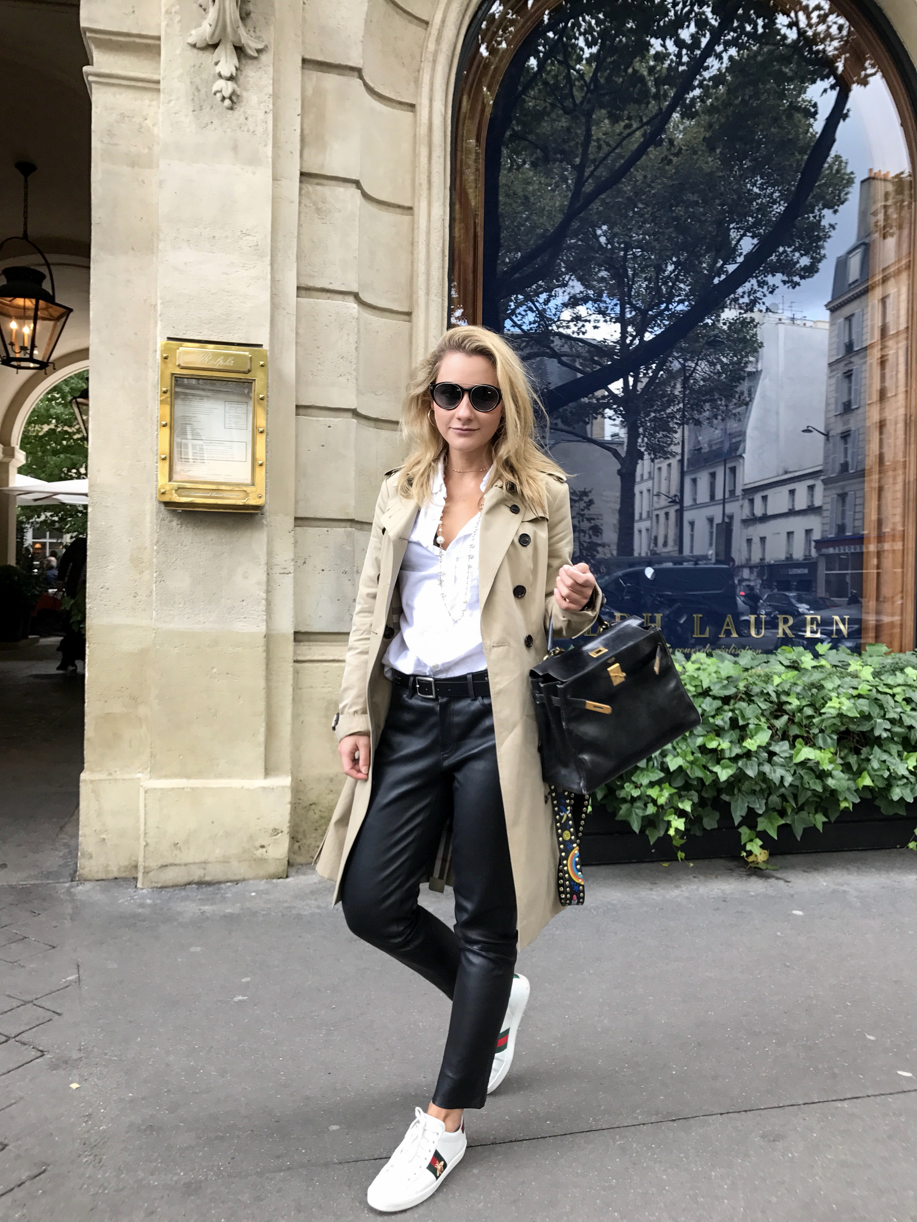 pantalon en cuir, look, camille et les garçons, blog mode